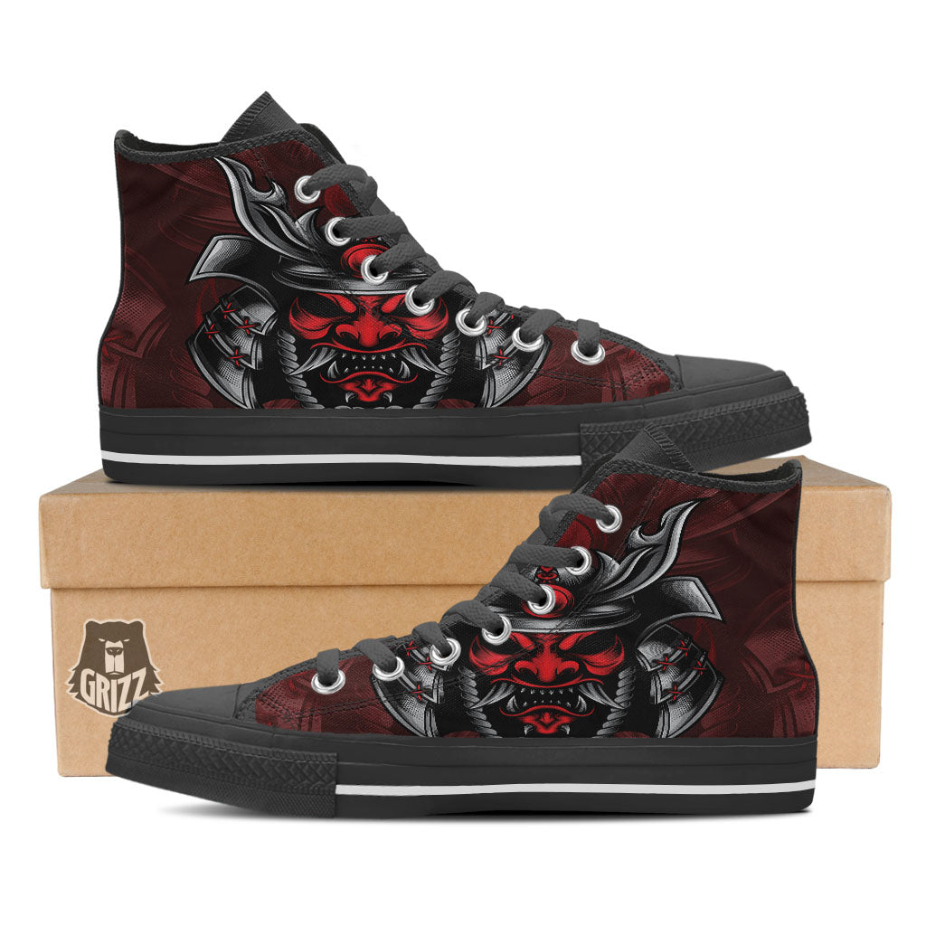 Warrior Mask Japanese Print High Top Shoes-grizzshop