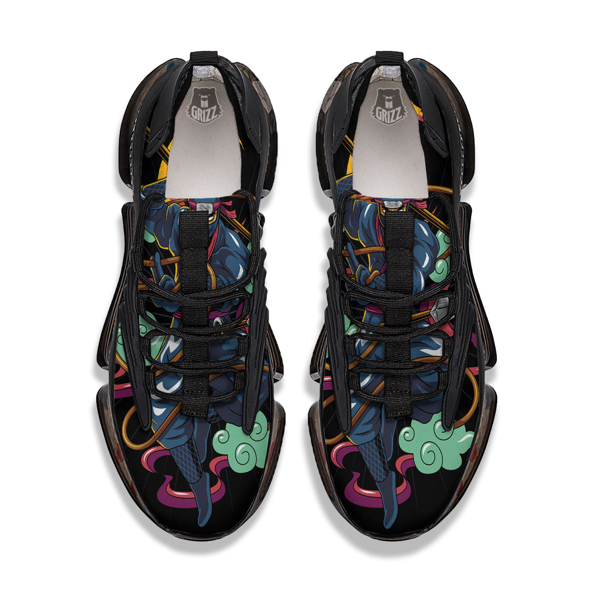 Warrior Ninja Print Black Gym Shoes-grizzshop
