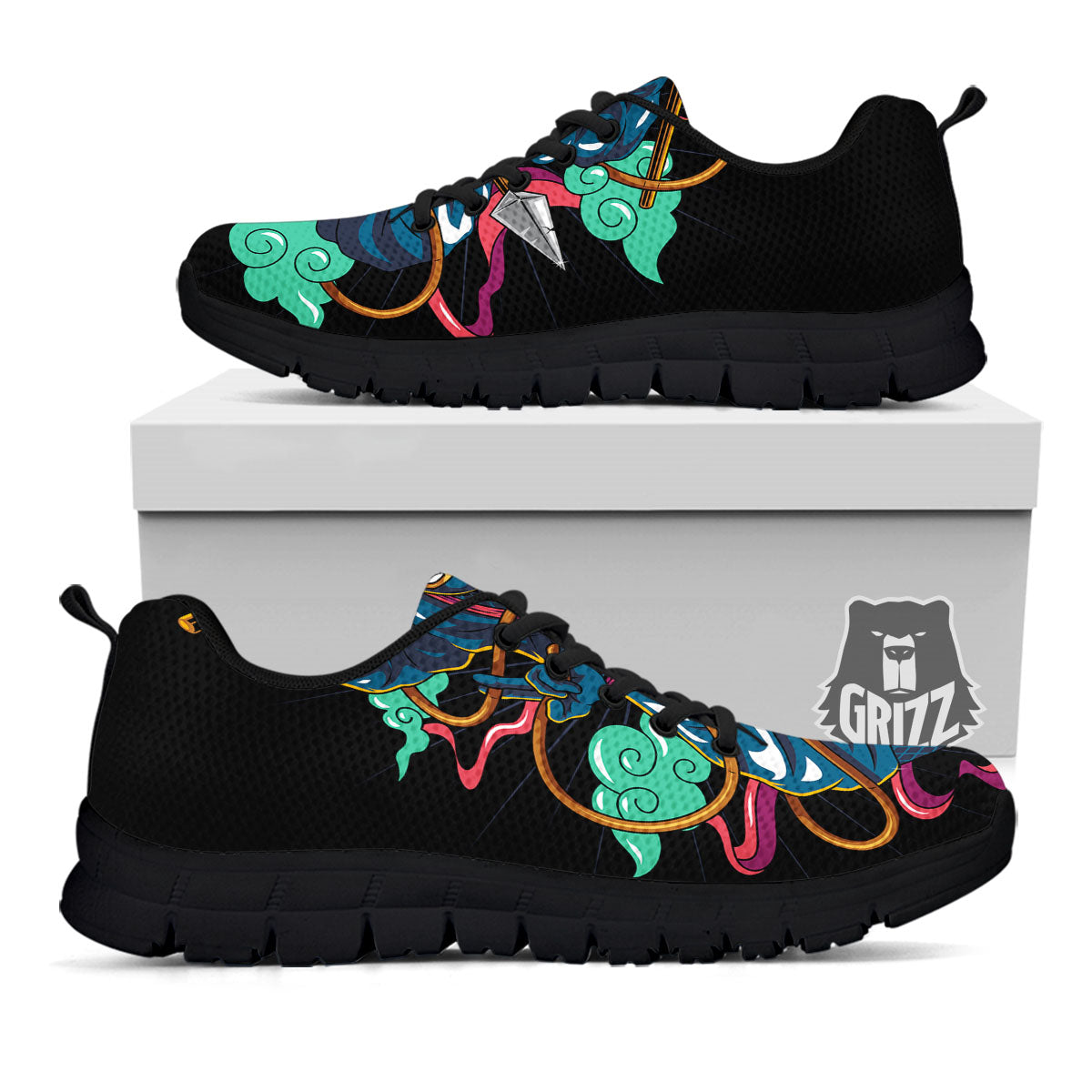 Warrior Ninja Print Black Sneaker-grizzshop
