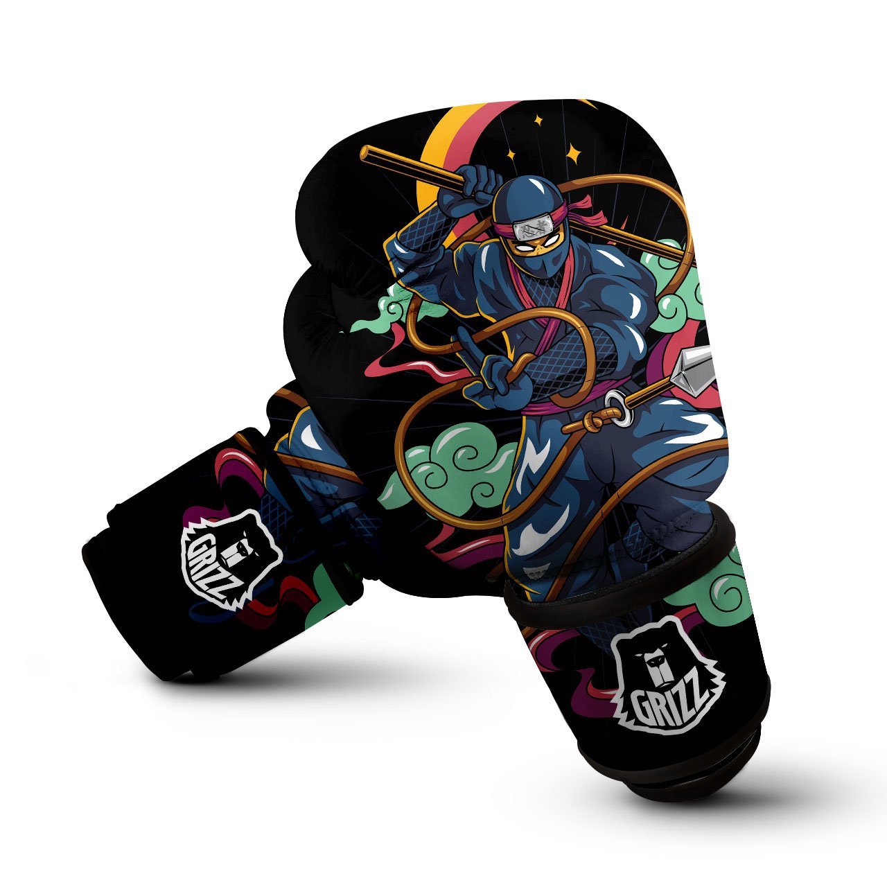 Warrior Ninja Print Boxing Gloves-grizzshop