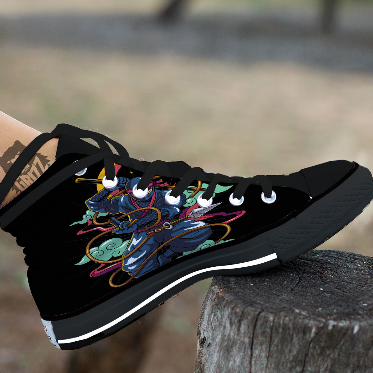 Warrior Ninja Print High Top Shoes-grizzshop