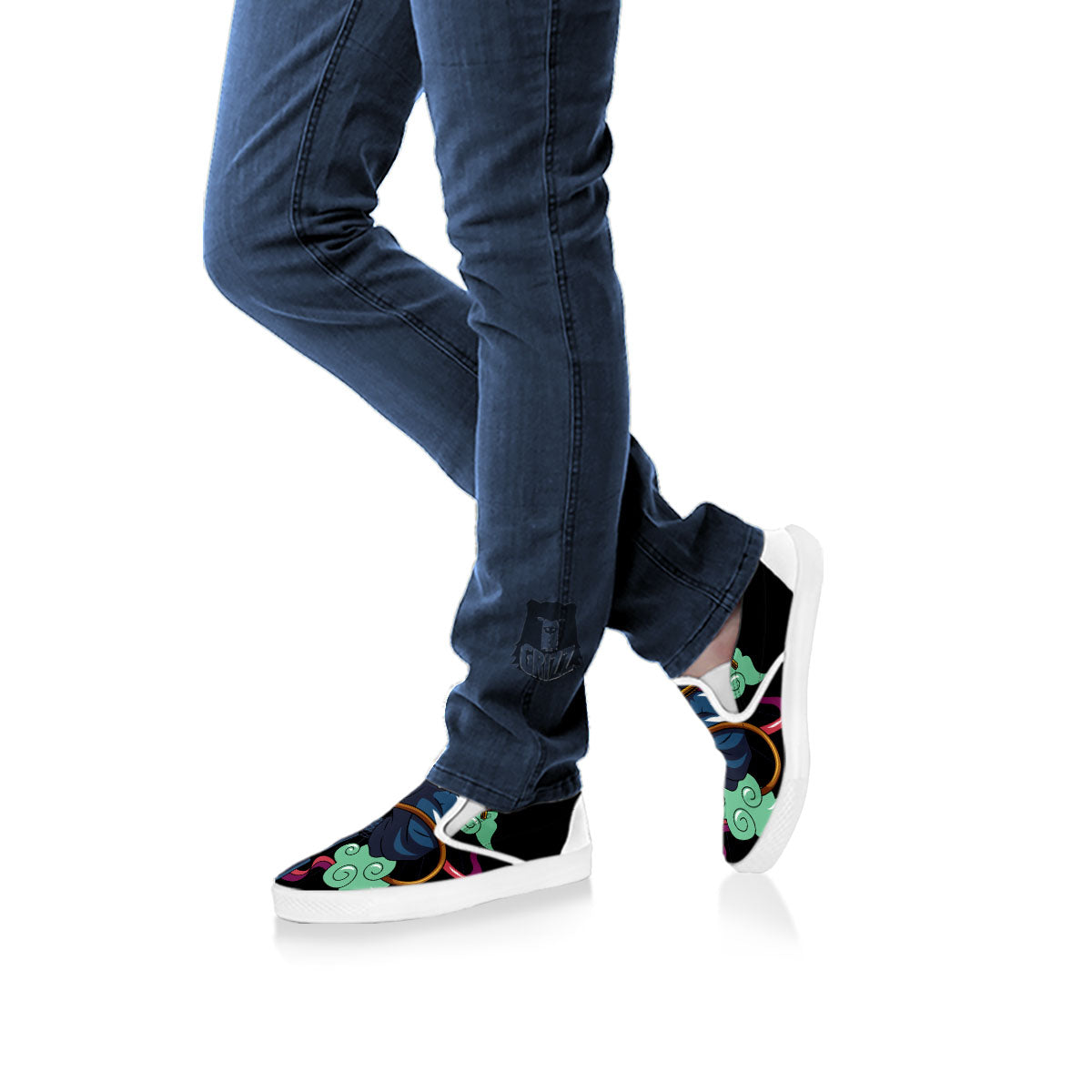 Warrior Ninja Print White Slip On Shoes-grizzshop
