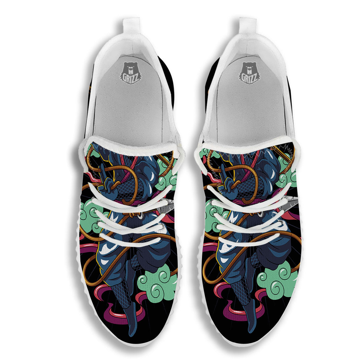 Warrior Ninja Print White Walking Shoes-grizzshop