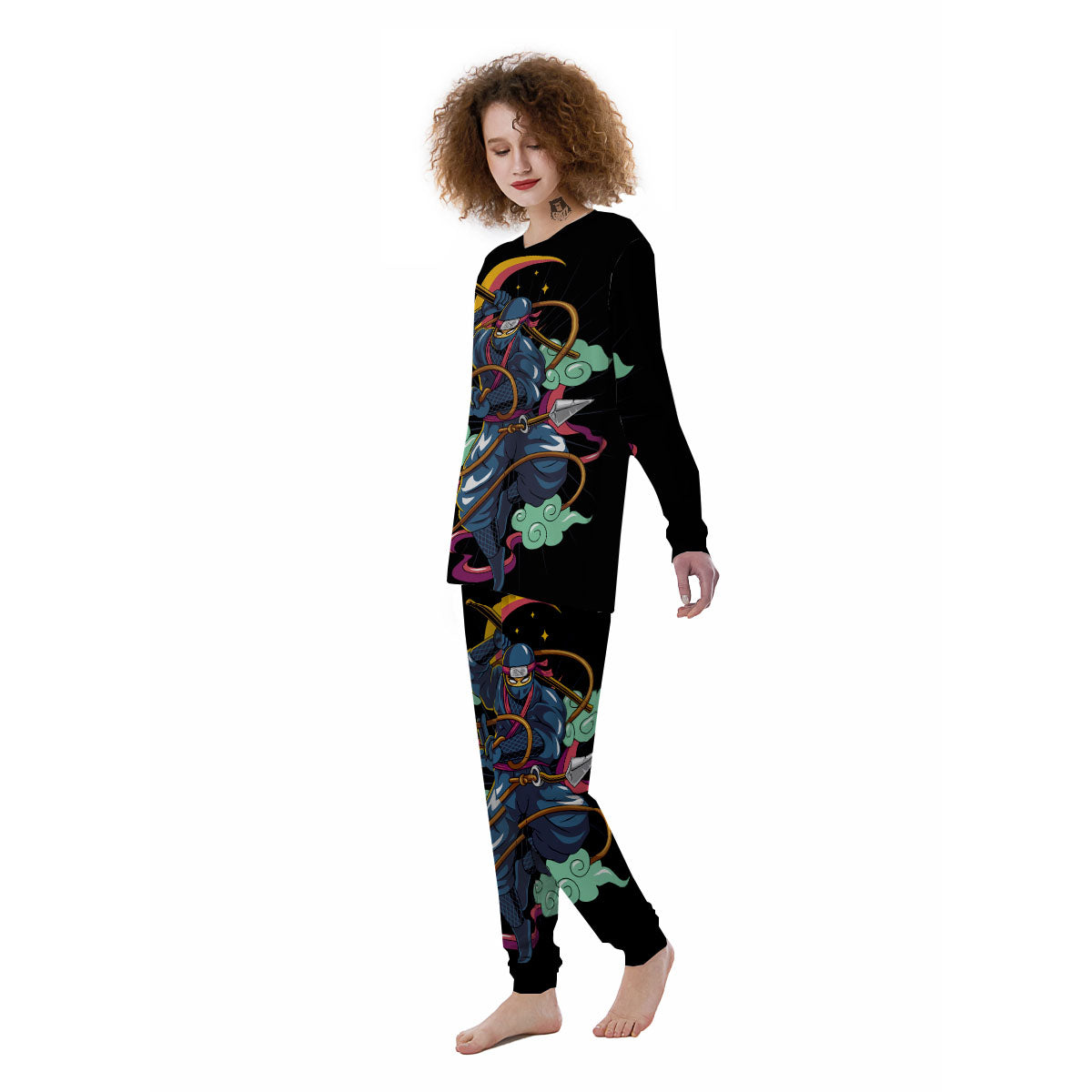 Warrior Ninja Print Women's Pajamas-grizzshop