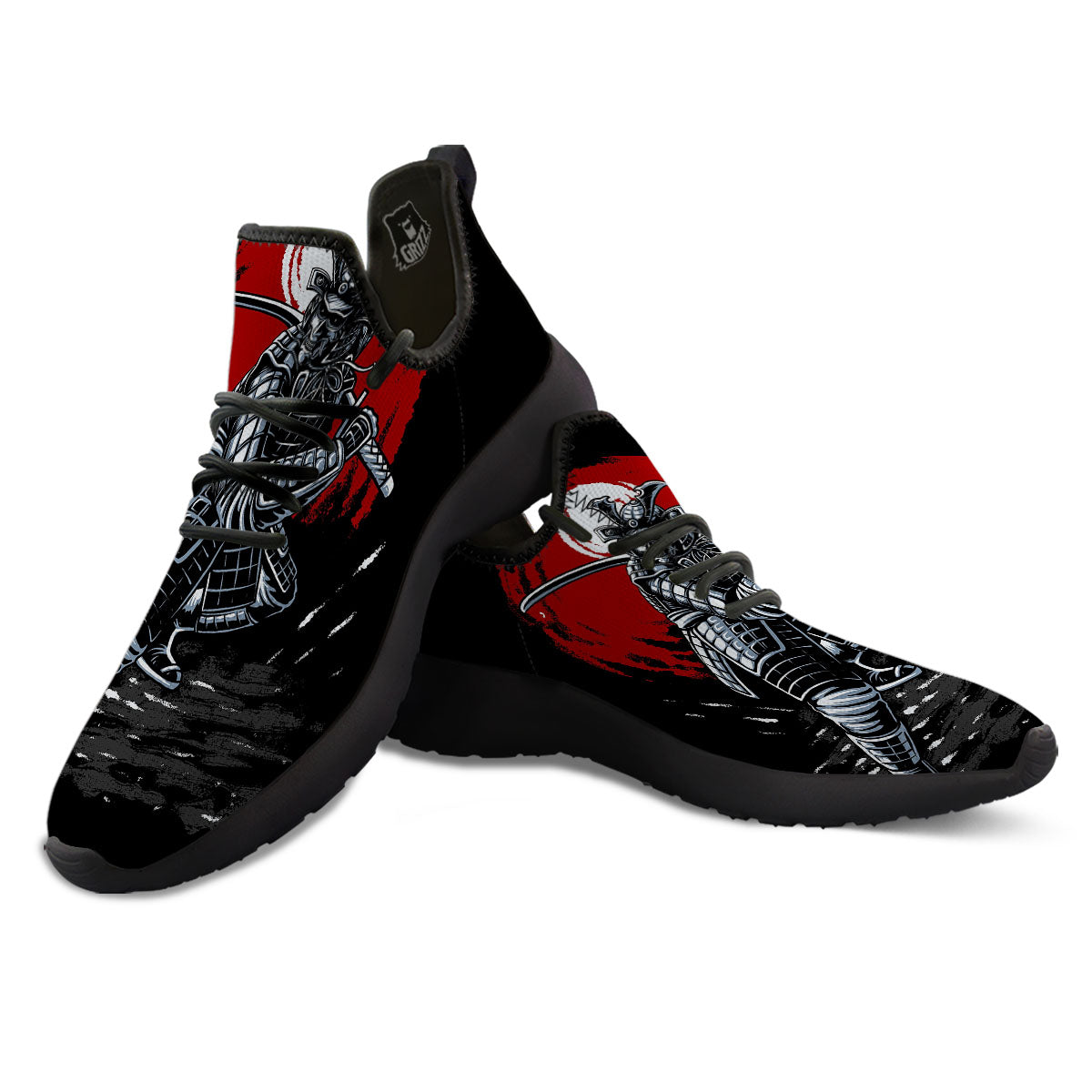 Warrior Samurai Dark Print Black Athletic Shoes-grizzshop
