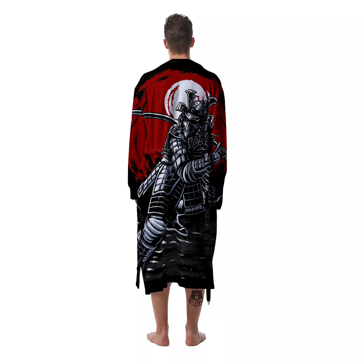 Warrior Samurai Dark Print Men's Robe-grizzshop
