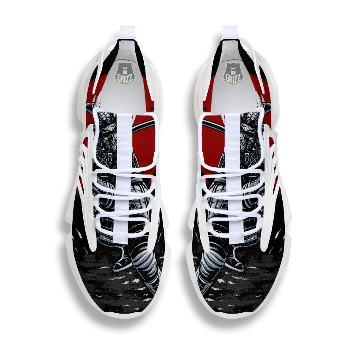 Warrior Samurai Dark Print White Gym Shoes-grizzshop