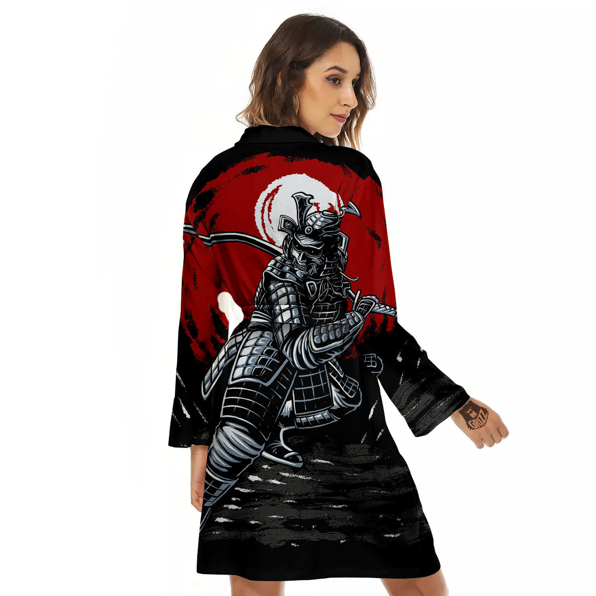 Warrior Samurai Dark Print Women's Robe-grizzshop