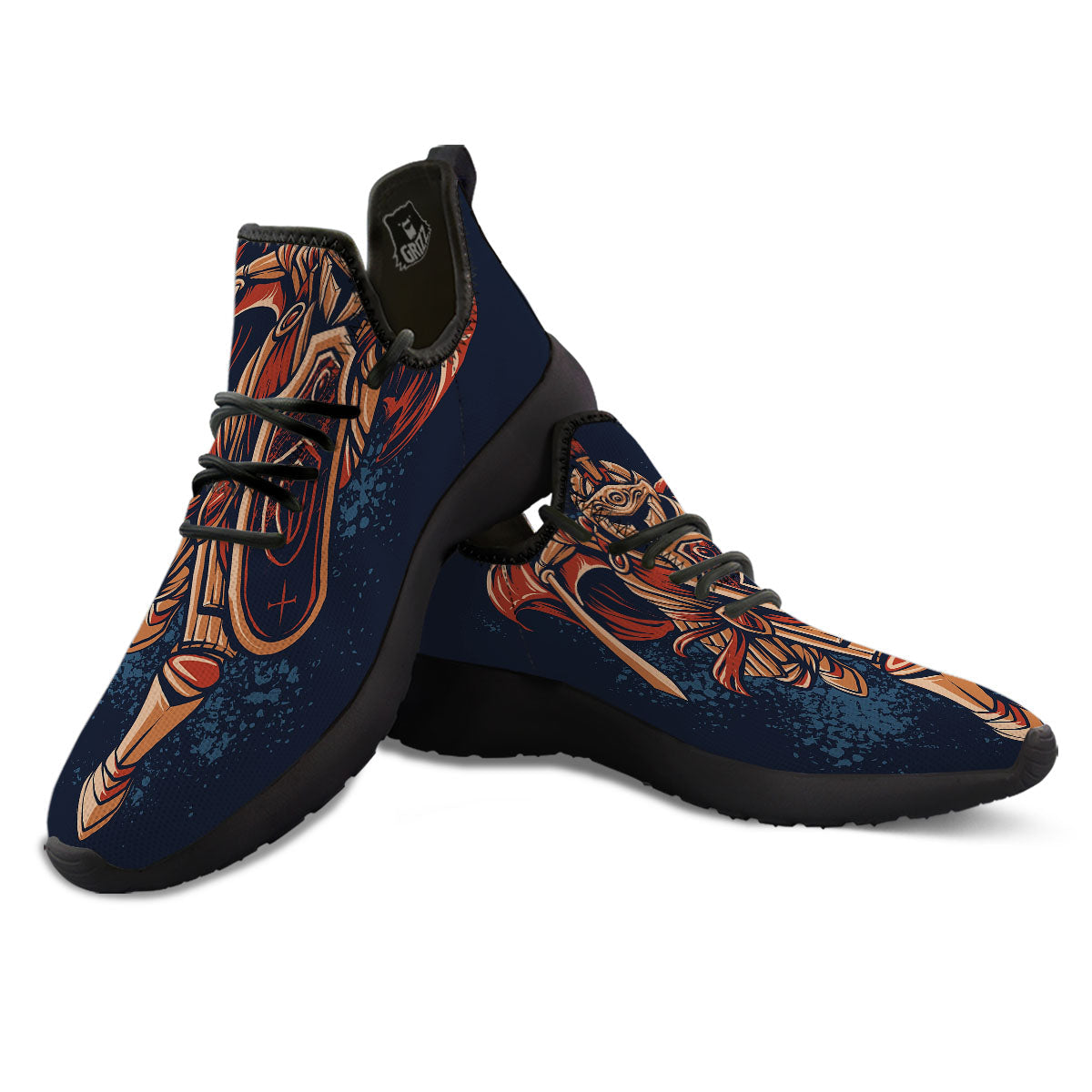 Warrior Spartan Print Black Athletic Shoes-grizzshop