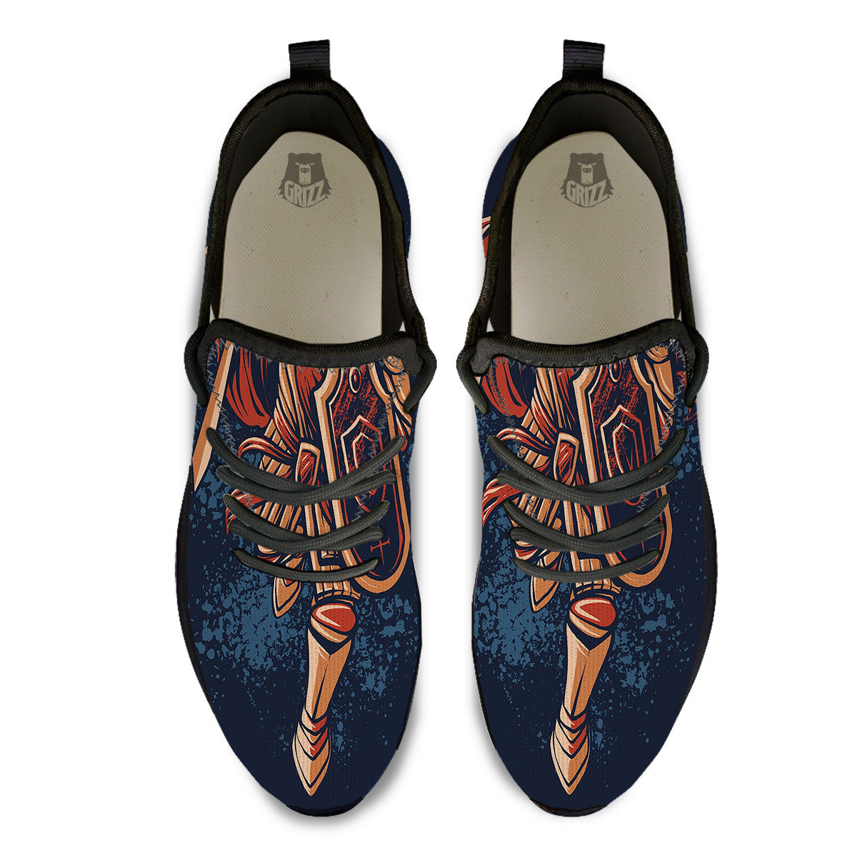 Warrior Spartan Print Black Athletic Shoes-grizzshop