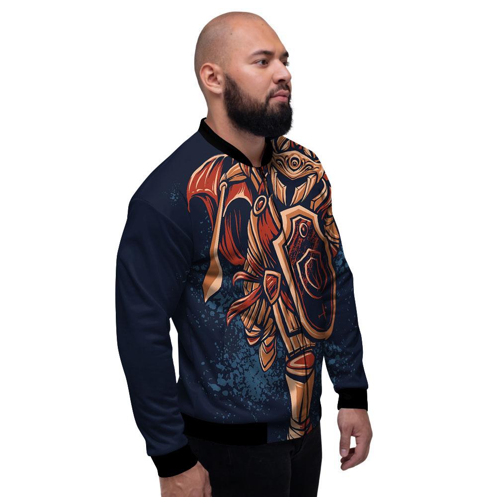 Warrior Spartan Print Men's Bomber Jacket-grizzshop