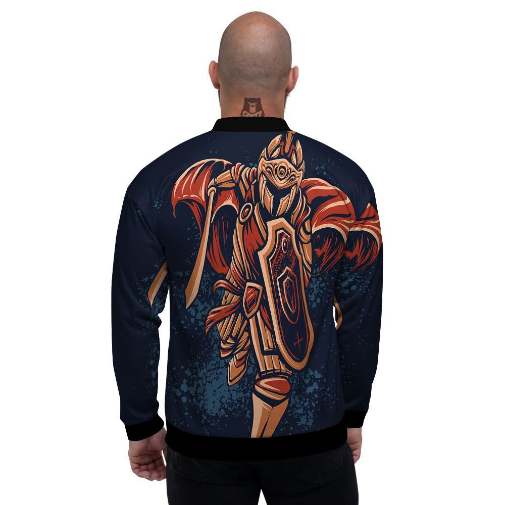 Warrior Spartan Print Men's Bomber Jacket-grizzshop