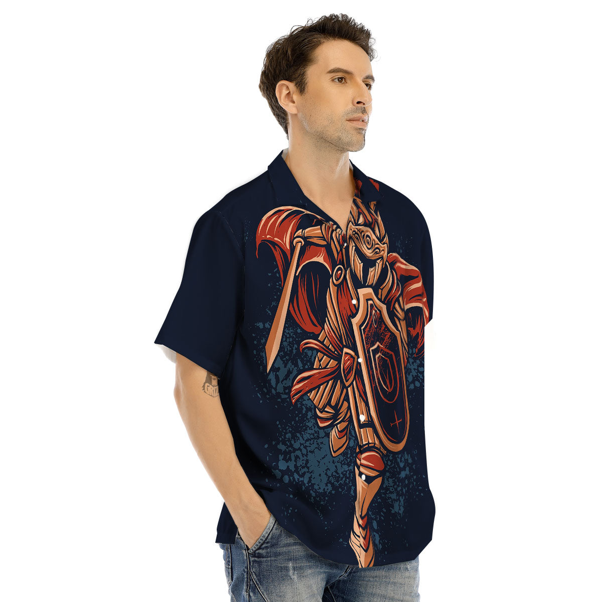 Warrior Spartan Print Men's Hawaiian Shirt-grizzshop