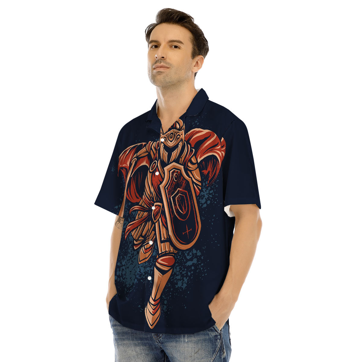 Warrior Spartan Print Men's Hawaiian Shirt-grizzshop