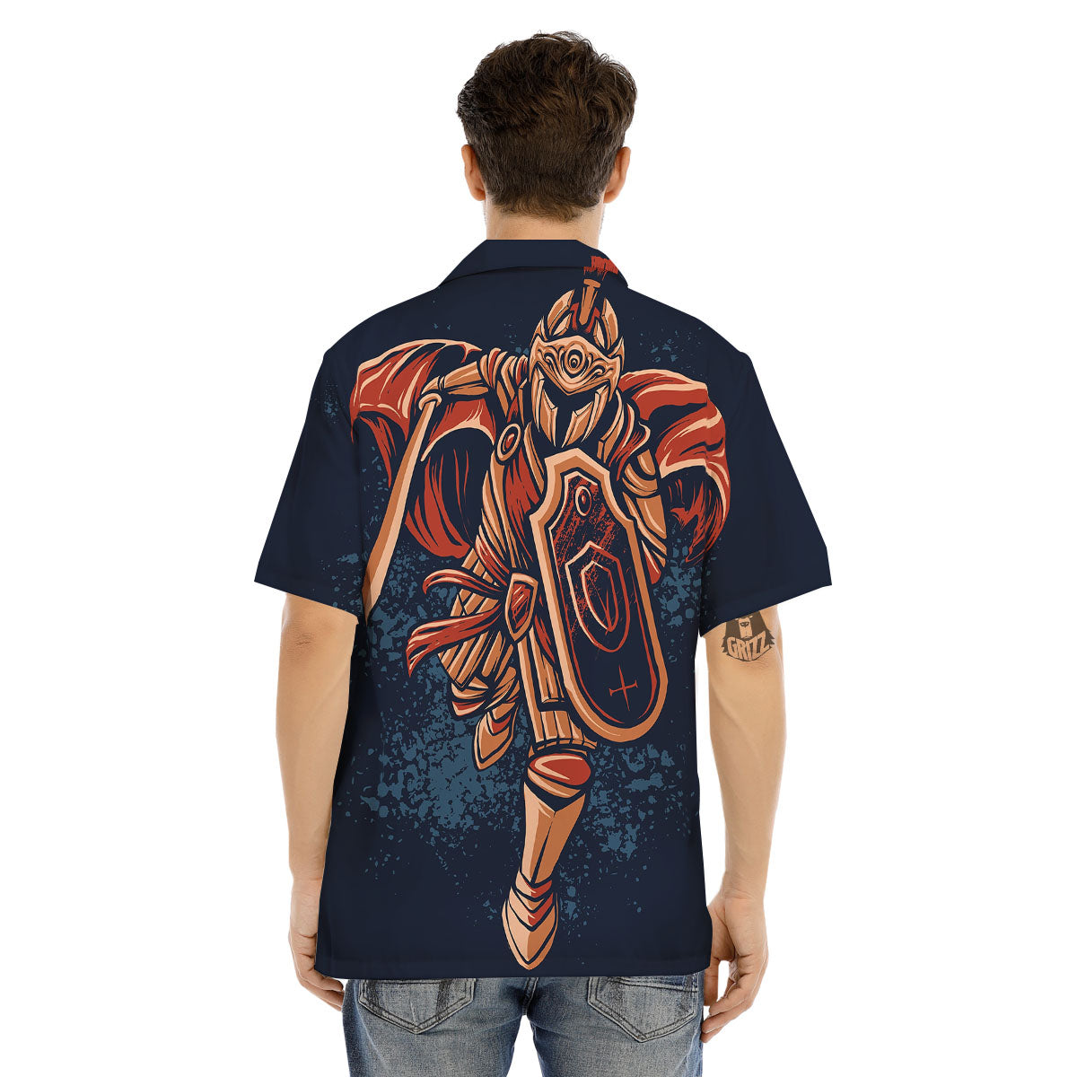 Warrior Spartan Print Men's Hawaiian Shirt-grizzshop