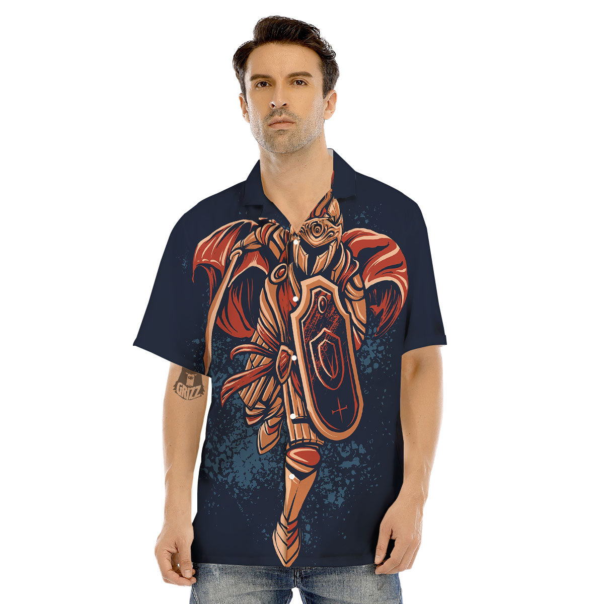 Warrior Spartan Print Men's Hawaiian Shirt-grizzshop