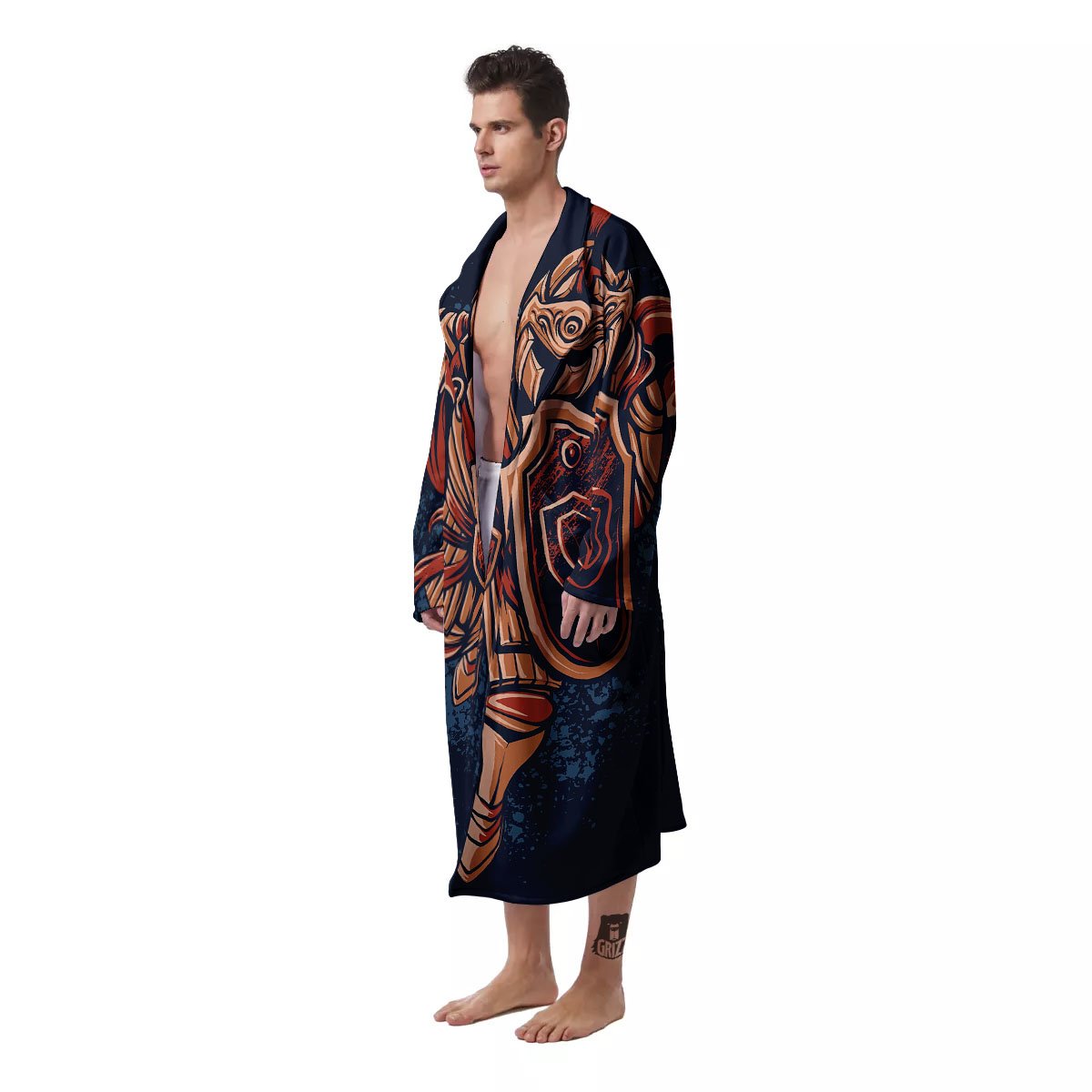 Warrior Spartan Print Men's Robe-grizzshop