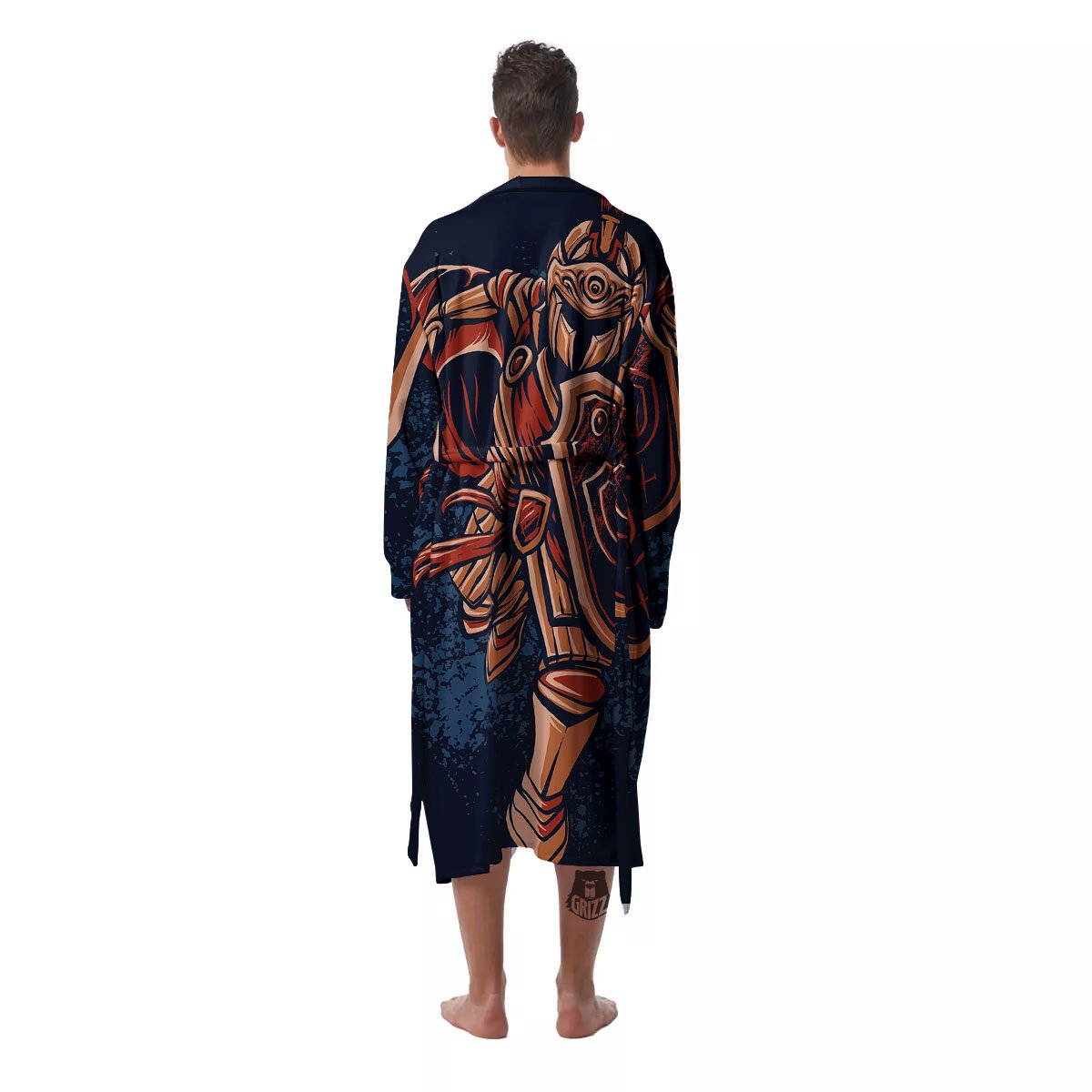 Warrior Spartan Print Men's Robe-grizzshop