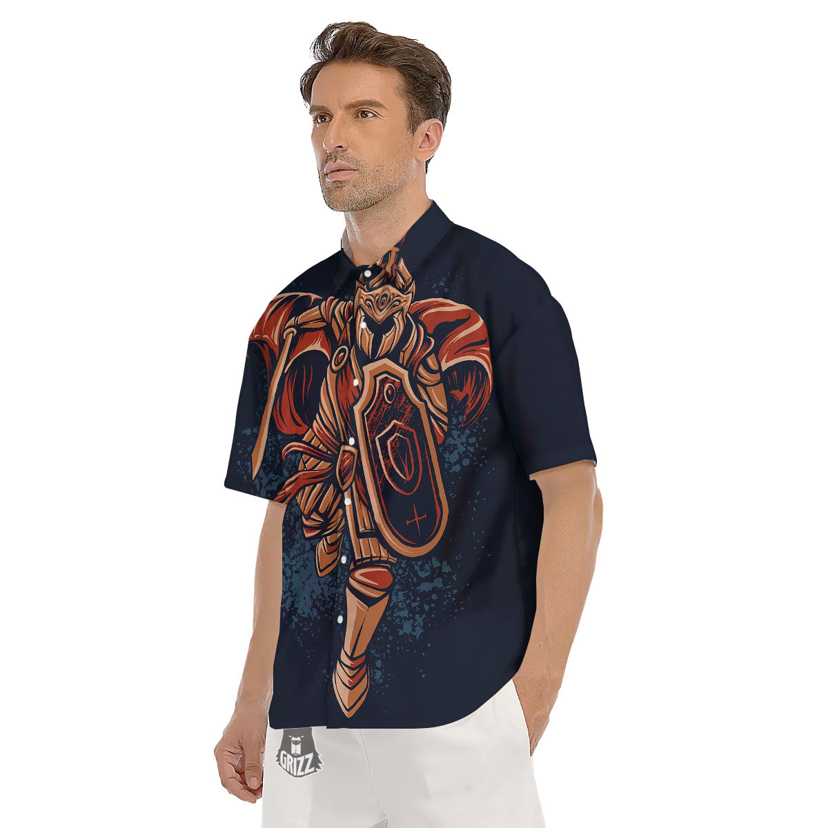 Warrior Spartan Print Men's Short Sleeve Shirts-grizzshop
