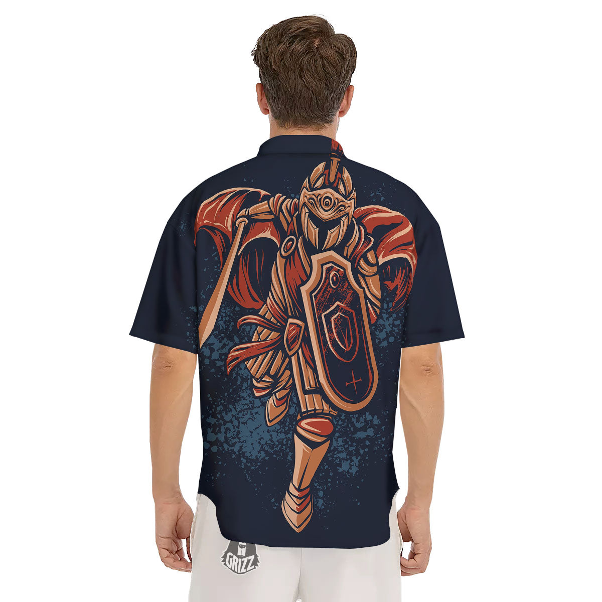 Warrior Spartan Print Men's Short Sleeve Shirts-grizzshop