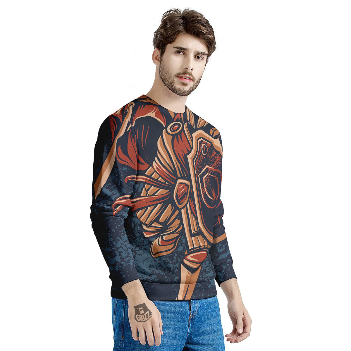 Warrior Spartan Print Men's Sweatshirt-grizzshop