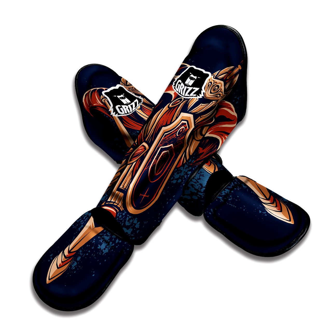 Warrior Spartan Print Muay Thai Shin Guards-grizzshop