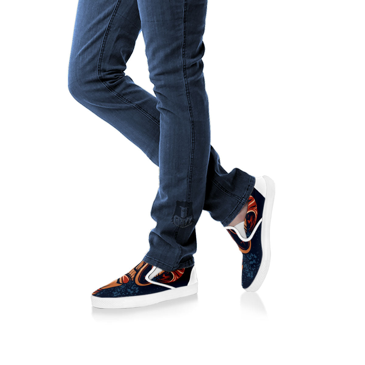 Warrior Spartan Print White Slip On Shoes-grizzshop