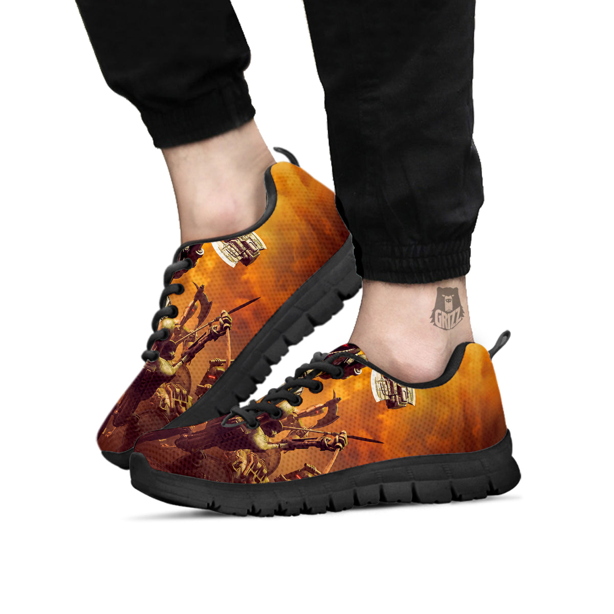 Warrior Viking Machine Print Black Sneaker-grizzshop