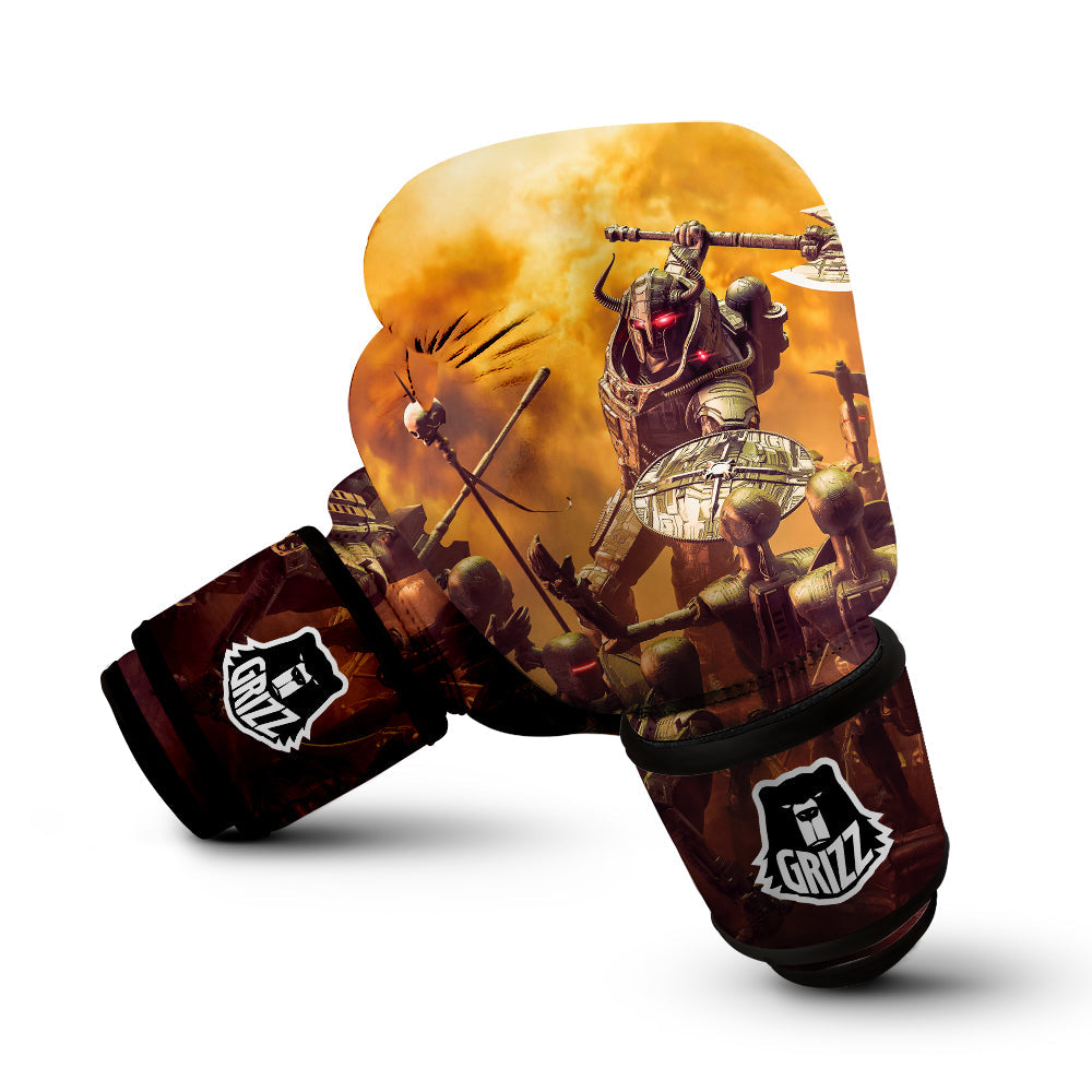 Warrior Viking Machine Print Boxing Gloves-grizzshop