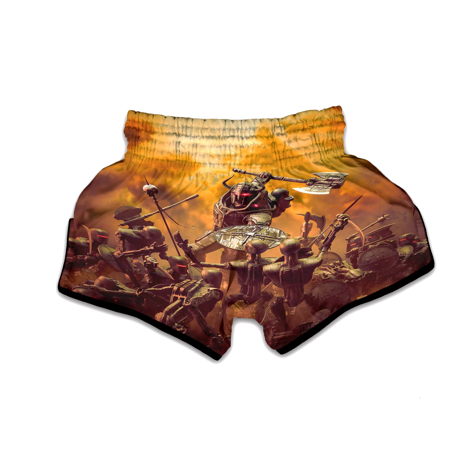 Warrior Viking Machine Print Muay Thai Boxing Shorts-grizzshop