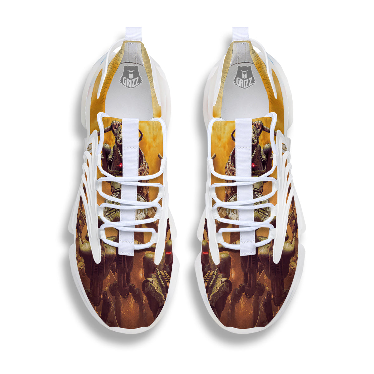 Warrior Viking Machine Print White Gym Shoes-grizzshop