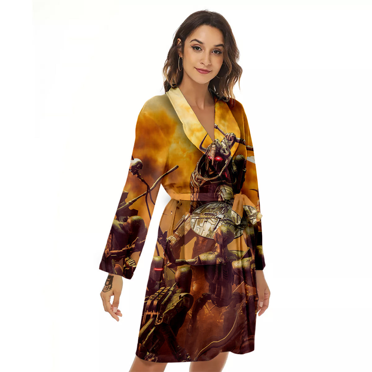 Warrior Viking Machine Print Women's Robe-grizzshop