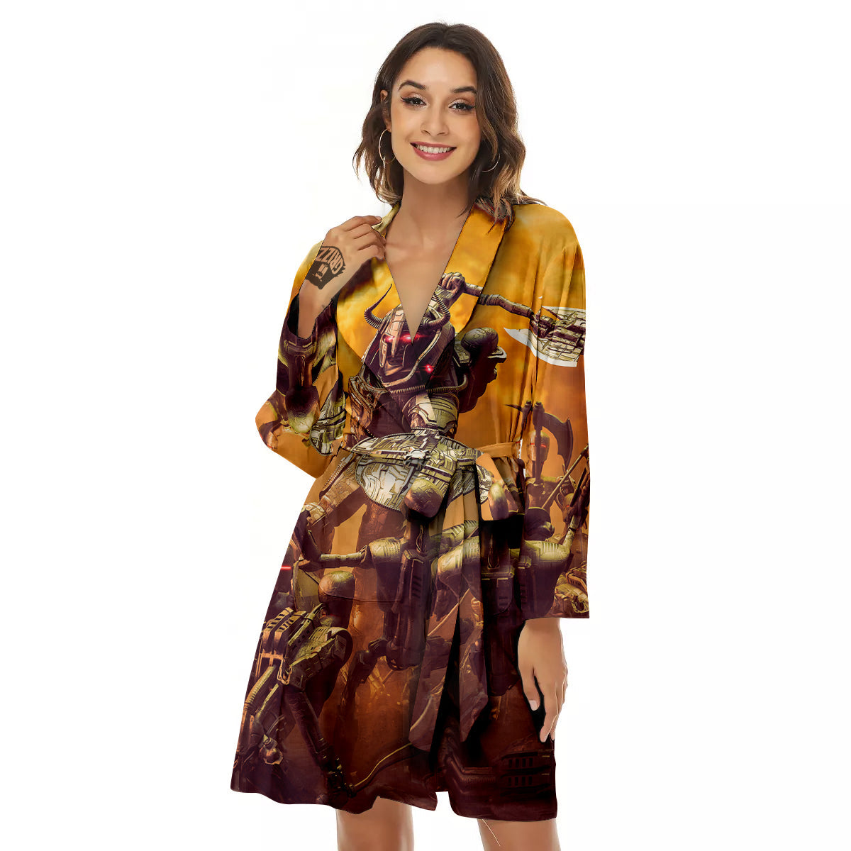 Warrior Viking Machine Print Women's Robe-grizzshop