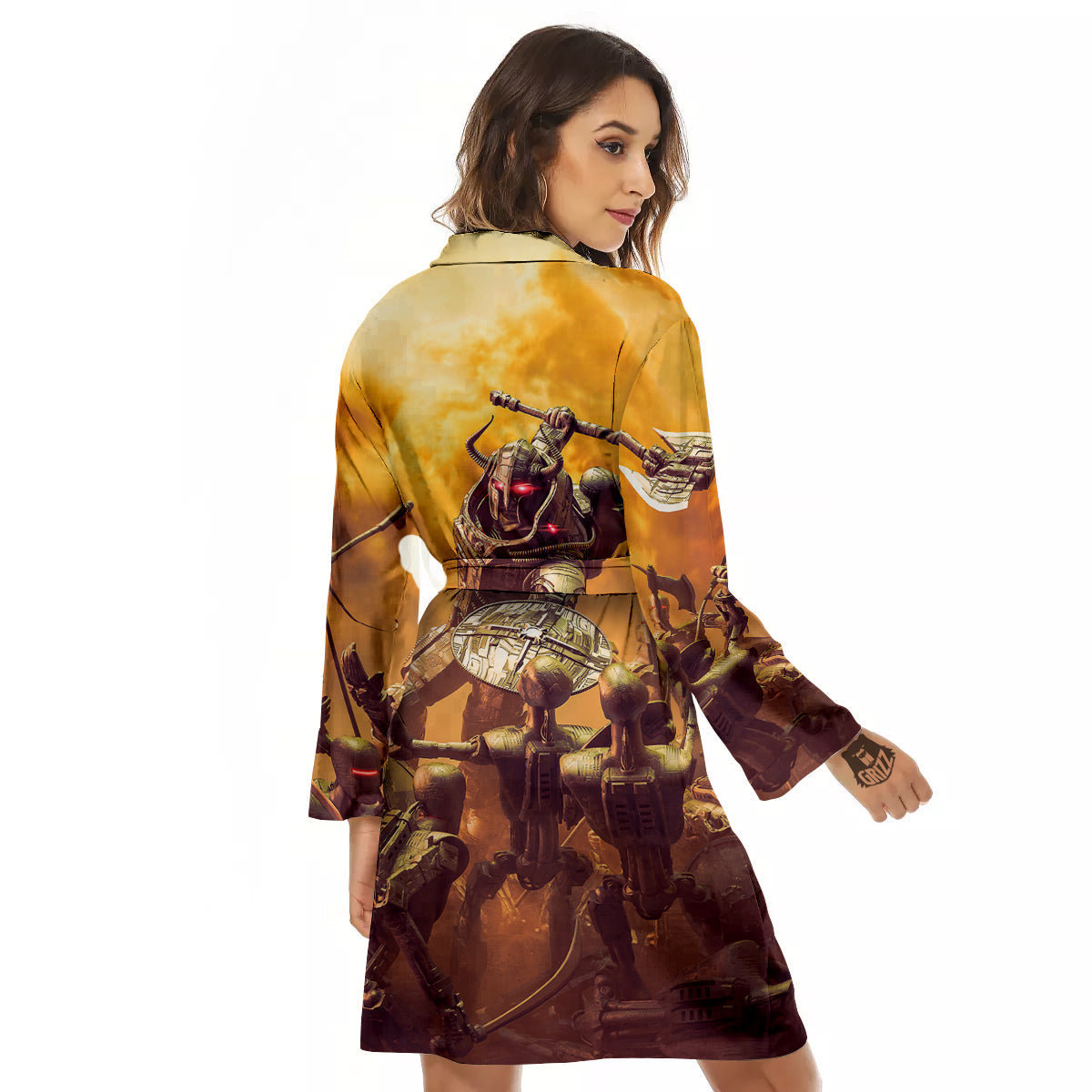 Warrior Viking Machine Print Women's Robe-grizzshop