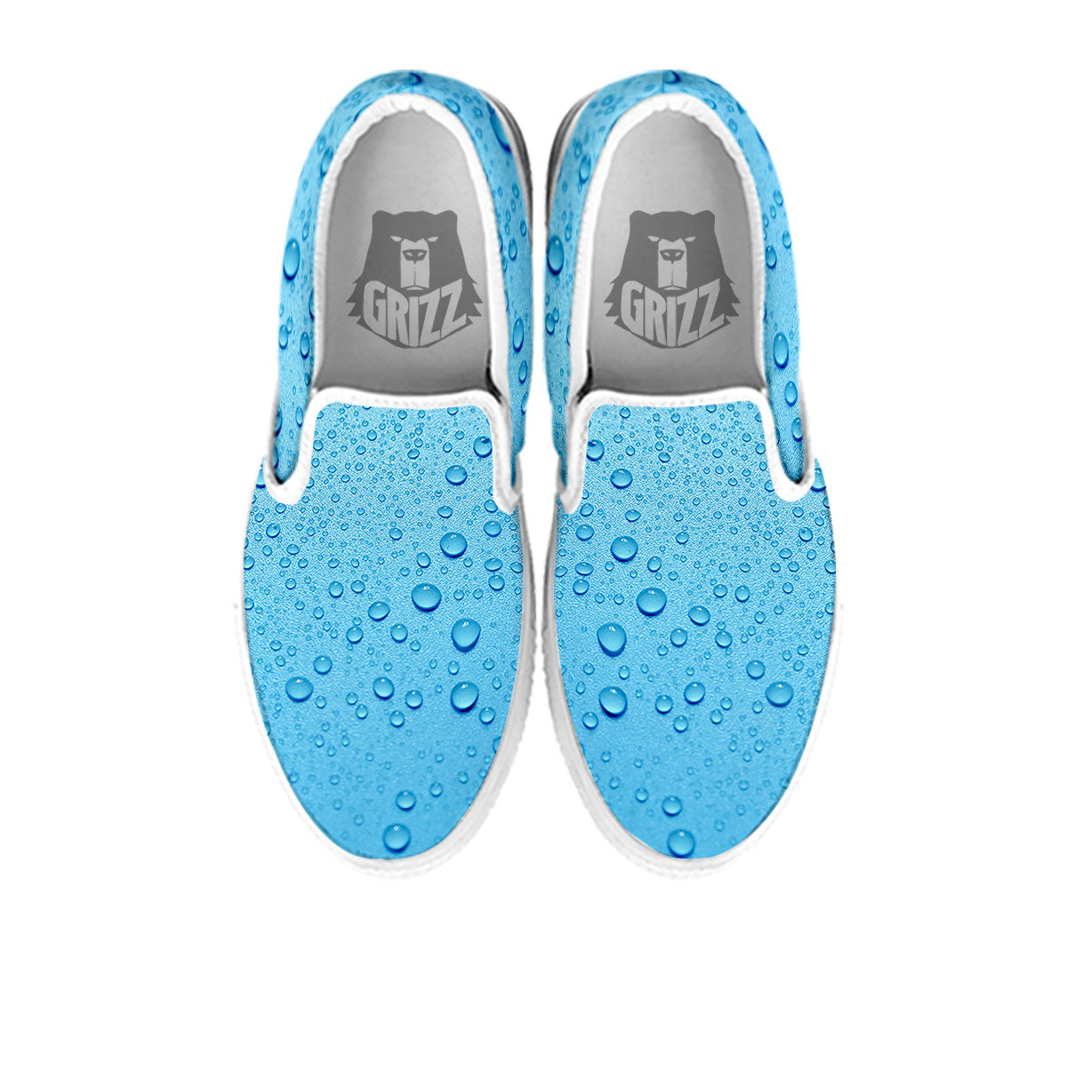 Water Drops Print White Slip On Shoes-grizzshop