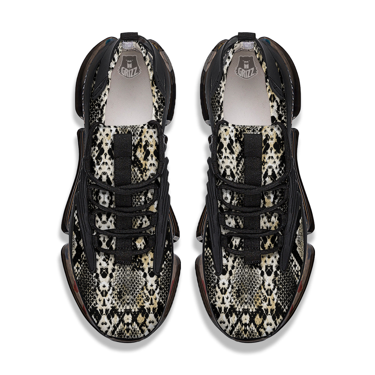 Watercolor Abstract Snake Animal Skin Print Black Gym Shoes-grizzshop