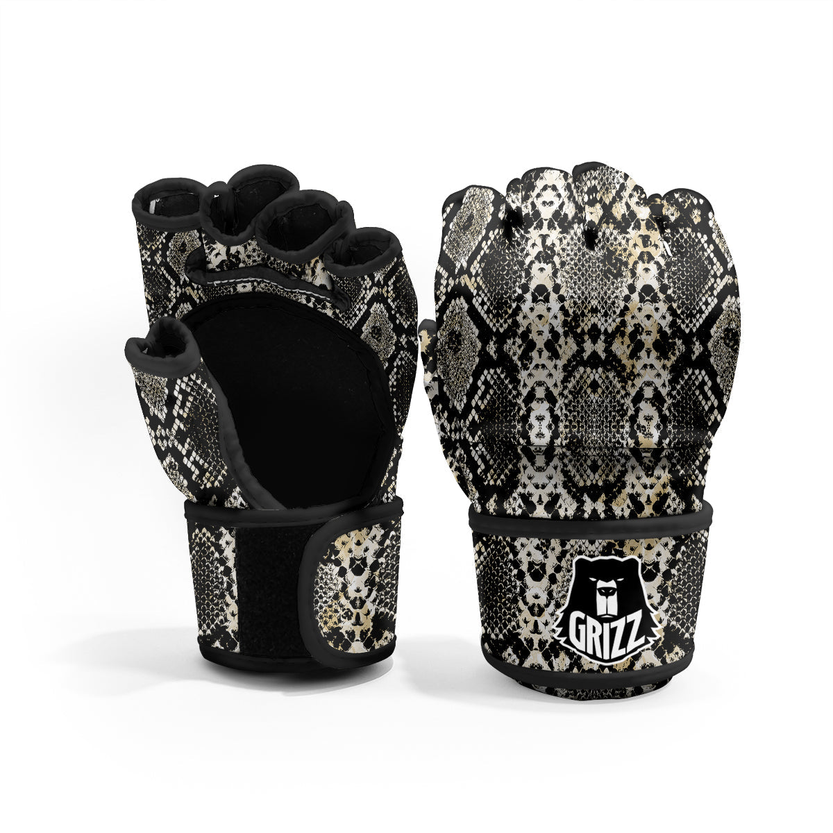 Watercolor Abstract Snake Animal Skin Print MMA Gloves-grizzshop