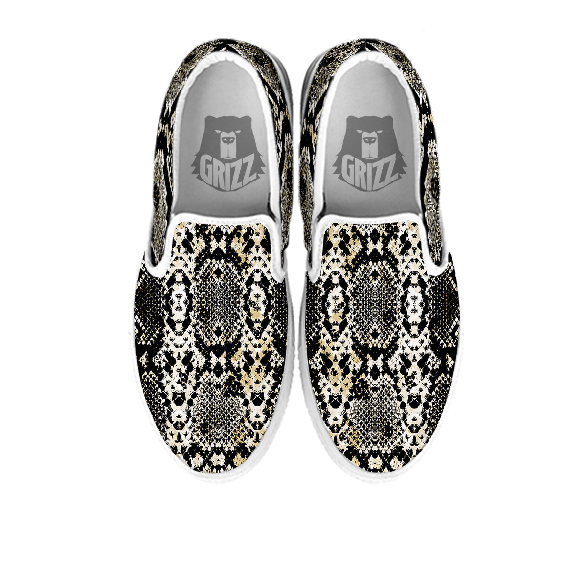 Watercolor Abstract Snake Animal Skin Print White Slip On Shoes-grizzshop