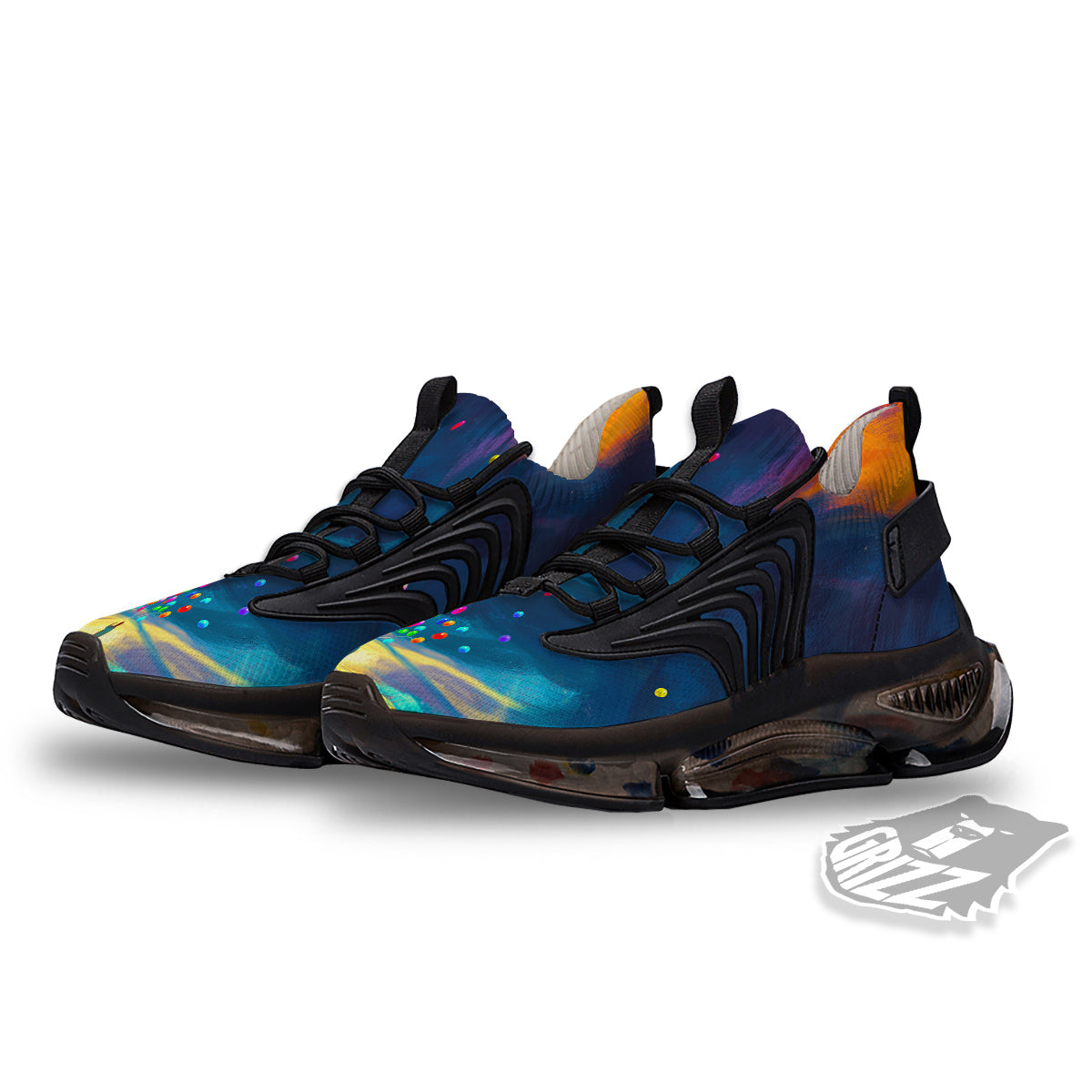 Watercolor Balloons And Storm Print Black Gym Shoes-grizzshop