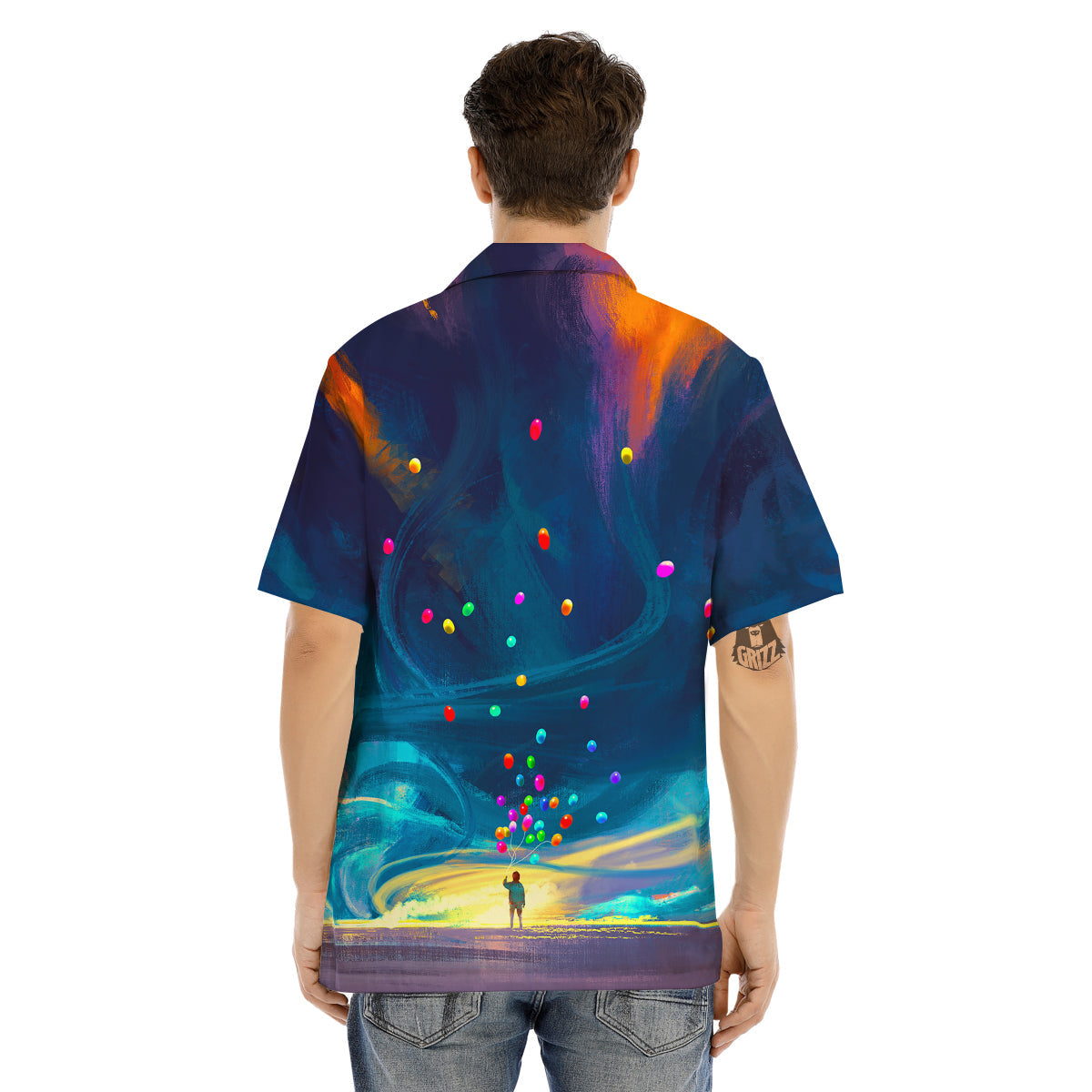 Watercolor Balloons And Storm Print Men's Hawaiian Shirt-grizzshop