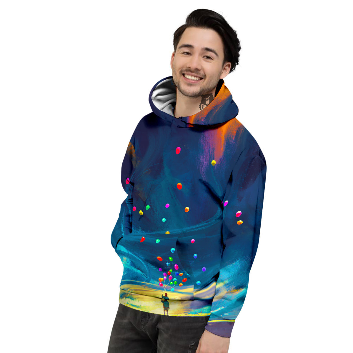 Watercolor Balloons And Storm Print Men's Hoodie-grizzshop
