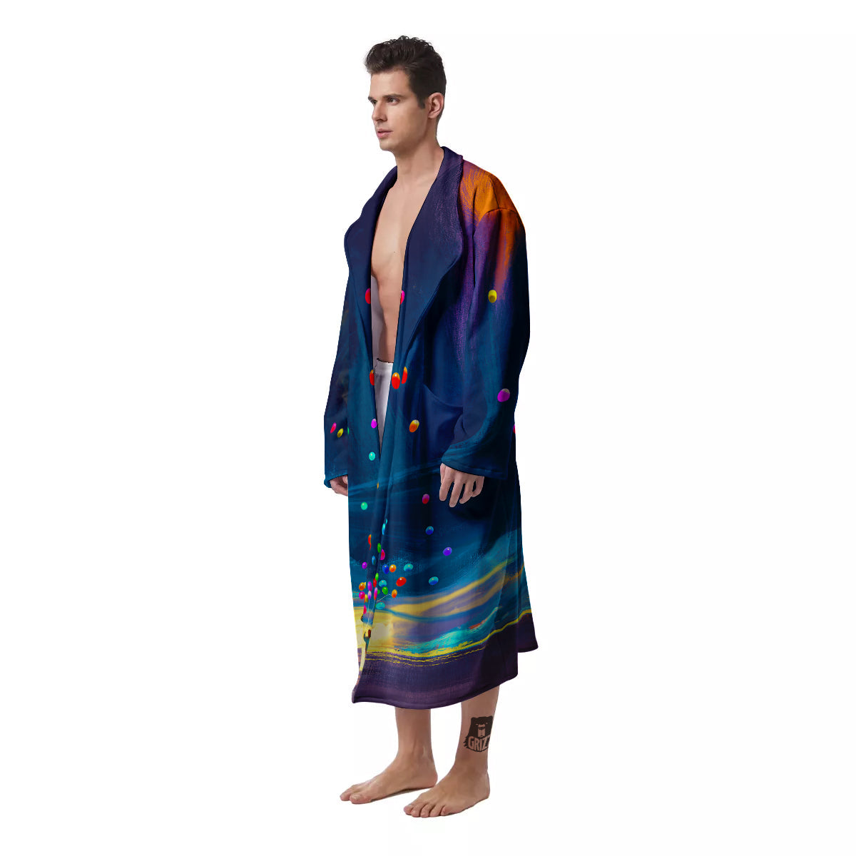 Watercolor Balloons And Storm Print Men's Robe-grizzshop