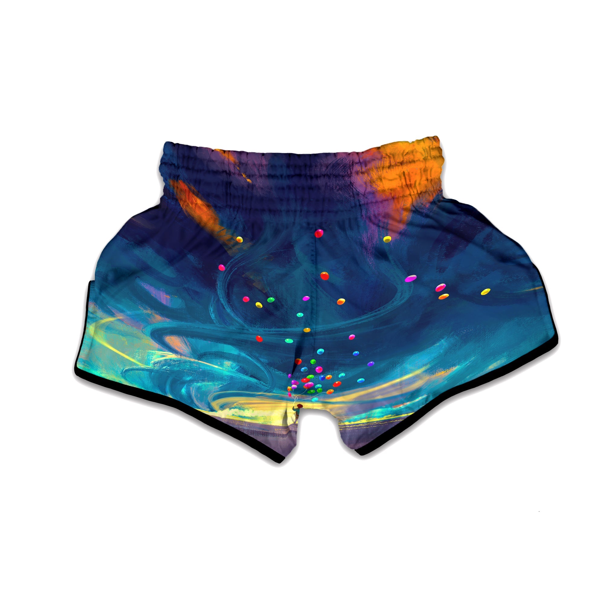 Watercolor Balloons And Storm Print Muay Thai Boxing Shorts-grizzshop