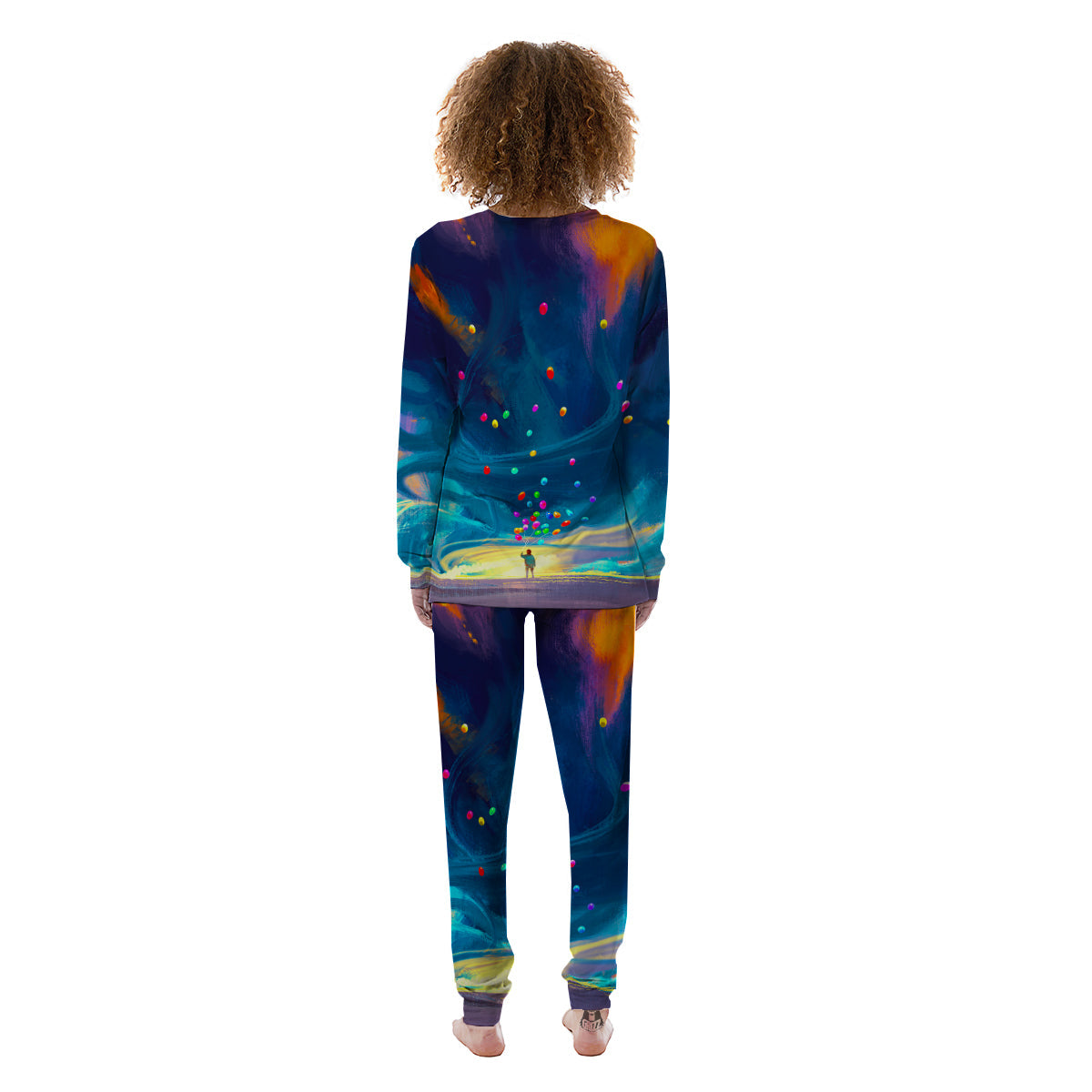 Watercolor Balloons And Storm Print Women's Pajamas-grizzshop
