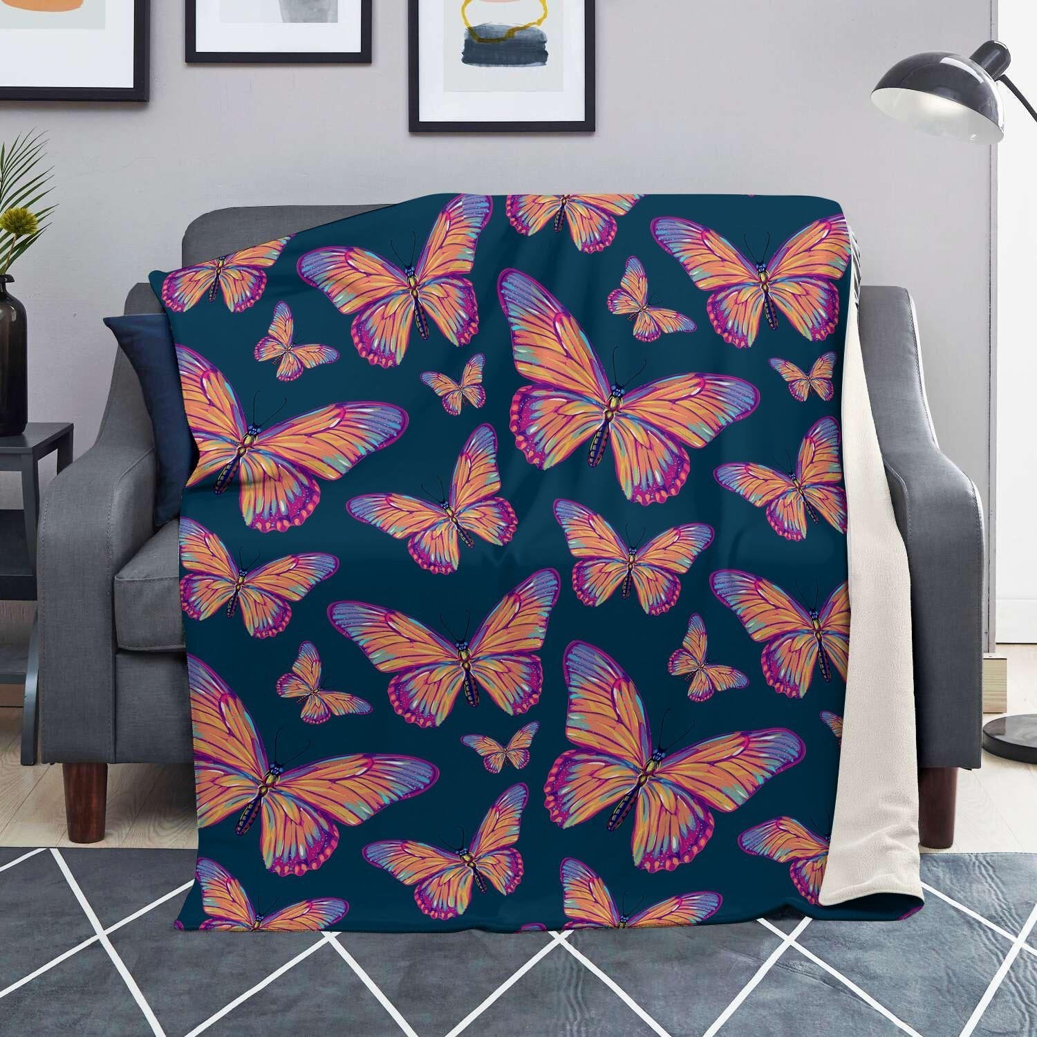 Watercolor Butterfly Print Blanket-grizzshop