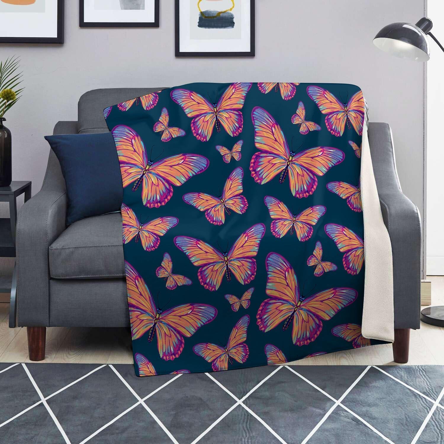 Watercolor Butterfly Print Blanket-grizzshop
