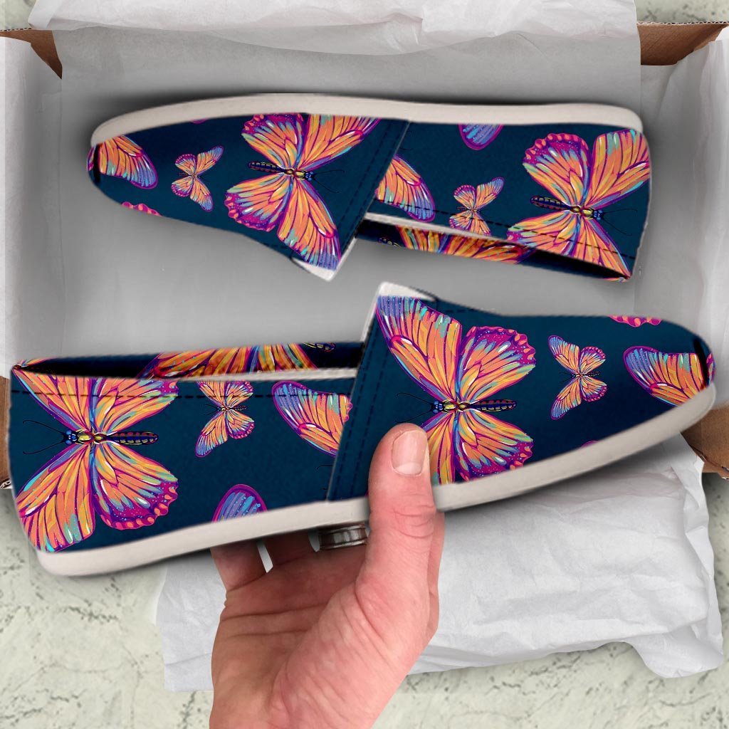 Watercolor Butterfly Print Canvas Shoes-grizzshop