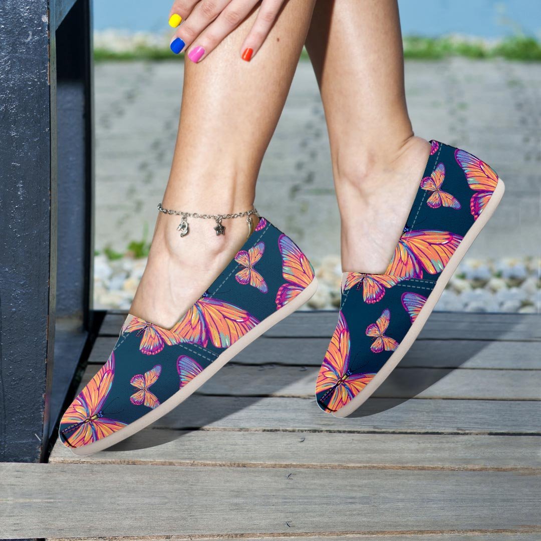 Watercolor Butterfly Print Canvas Shoes-grizzshop