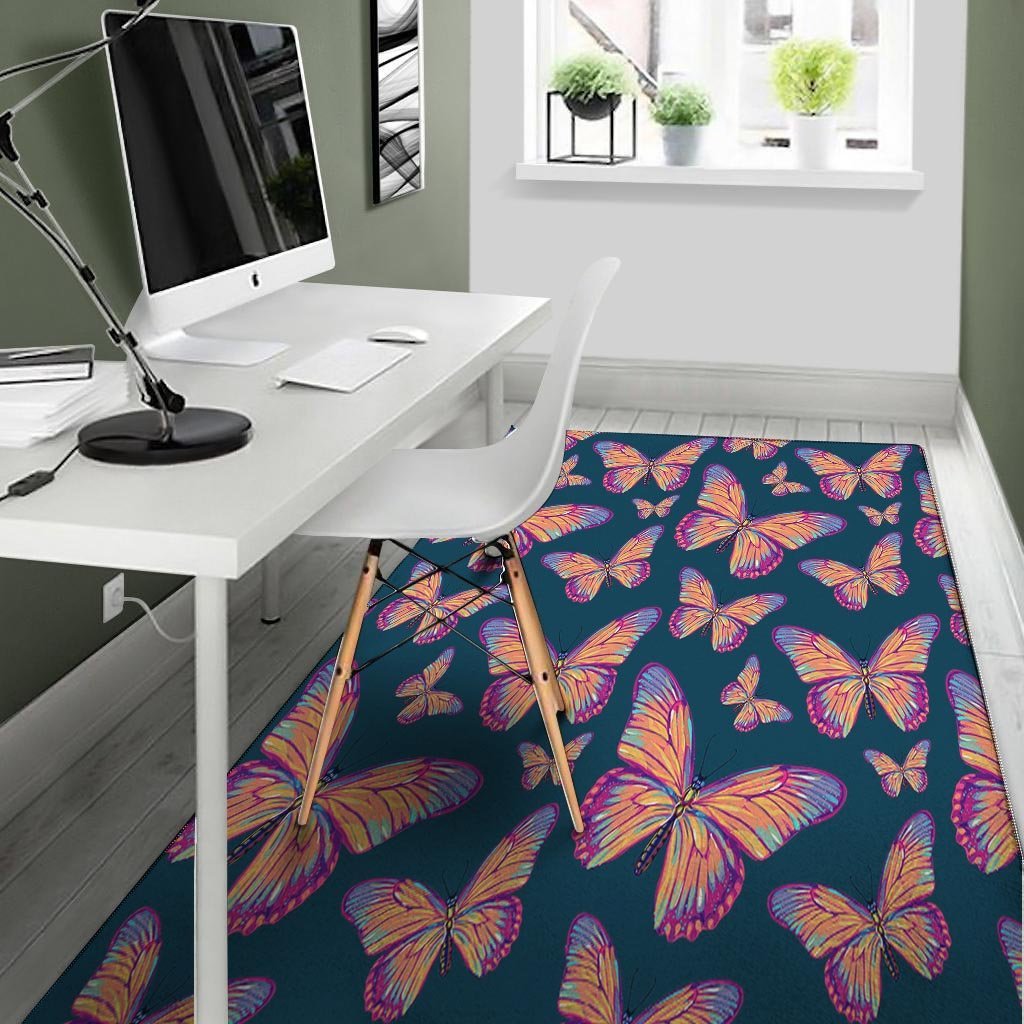 Watercolor Butterfly Print Floor Mat-grizzshop