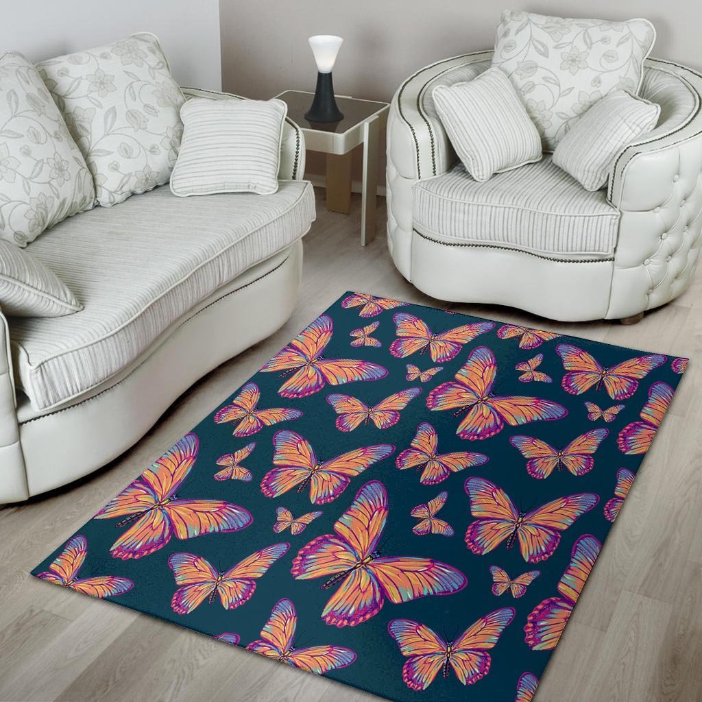 Watercolor Butterfly Print Floor Mat-grizzshop
